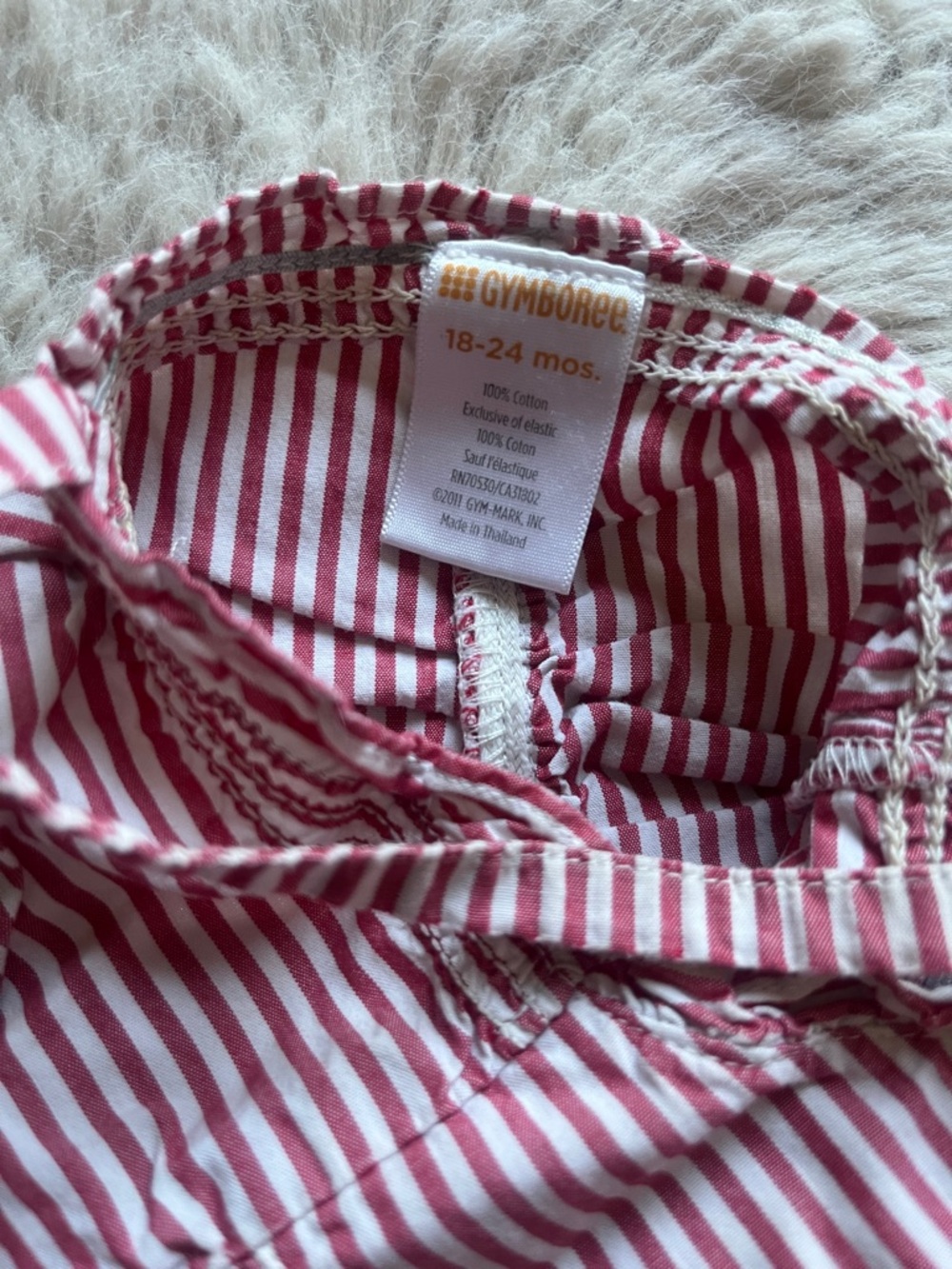 Striped red & white Ruffle Romper - Picture 3 of 5